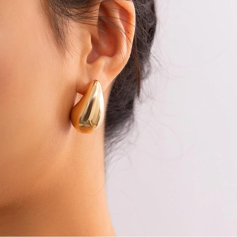AllenCOCO Clip on Earrings Women, 14K Gold Hoop Clip-On Earrings for Women, Hypoallergenic Non Pierced Croissant Earrings - Image 2
